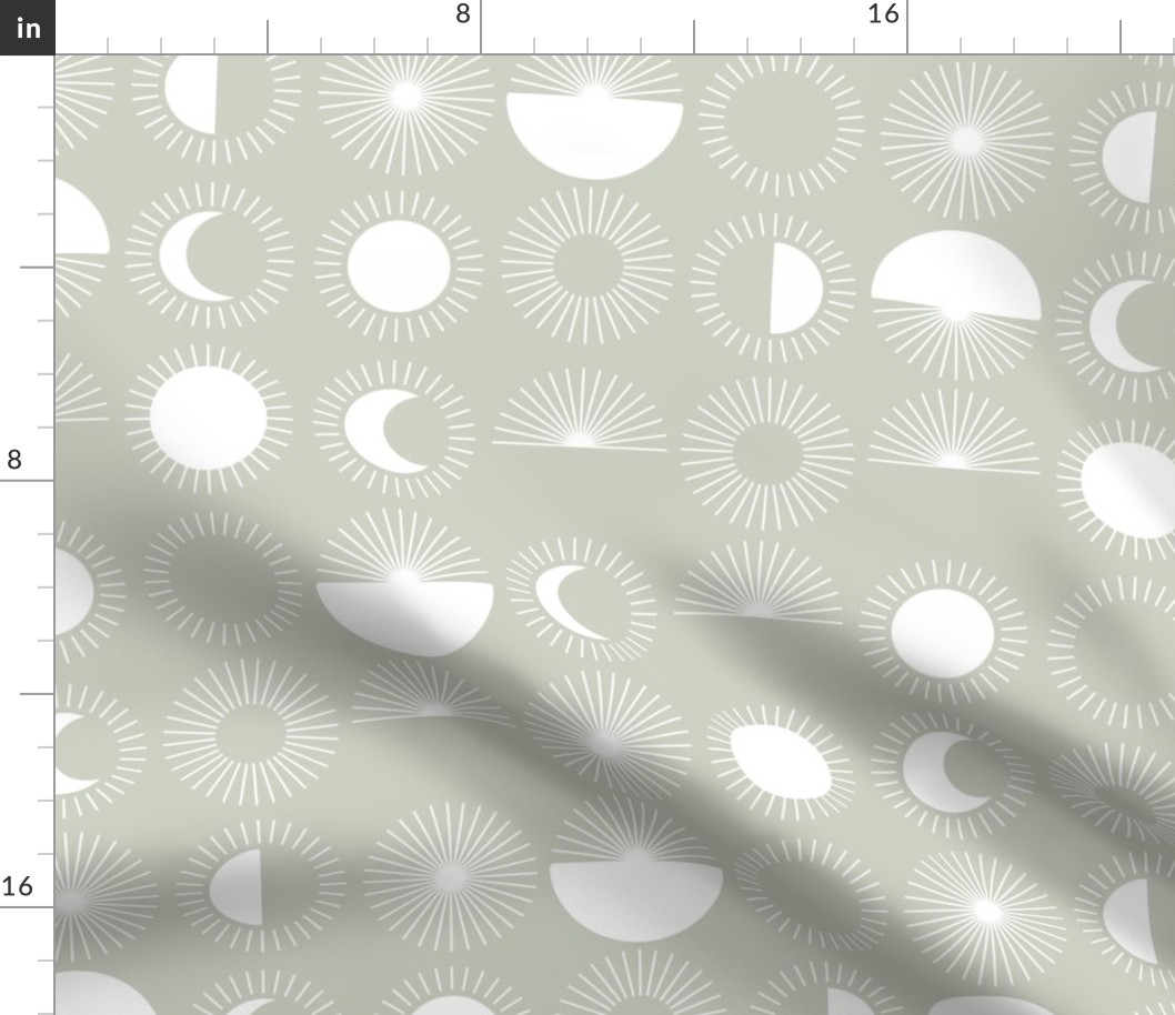 Sunrise sunshine and moon phase designs happy day design mist green white JUMBO rows