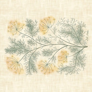 dill botanical illustration tee towel
