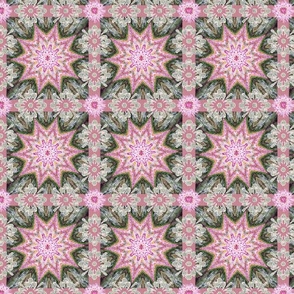 floral pink quilt star flowers