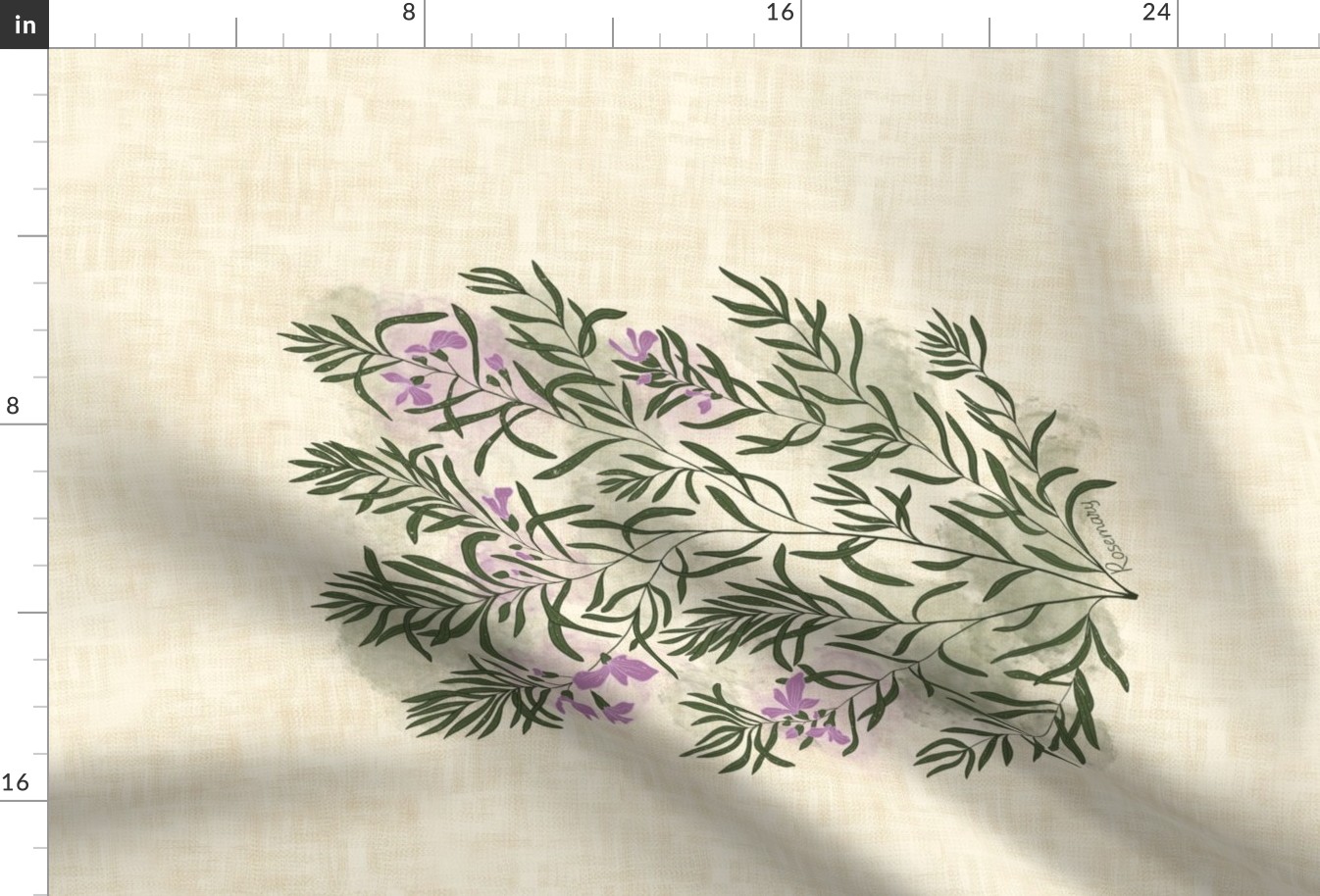 Rosemary botanical illustration tee towel