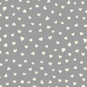 Little Hearts in beige on gray