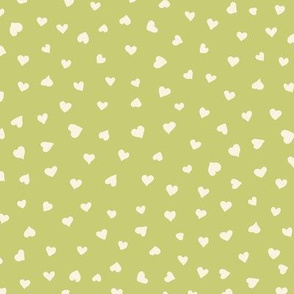 Little Hearts in beige on fresh green