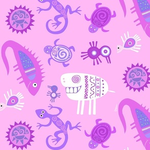 Aztec creatures pink big scale