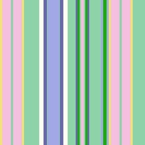Preppy Spring Stripes (Large) - Pink, Green, Yellow and Lilac (TBS206)