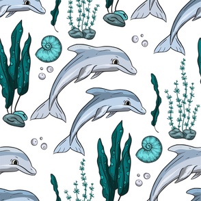 Summer sea dolphin fish cartoon design