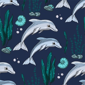 Summer sea dolphin fish cartoon design