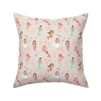 Sweet sea lovers mermaids fish and coral kids design blush mint pink peach 