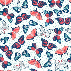 Butterflies on White