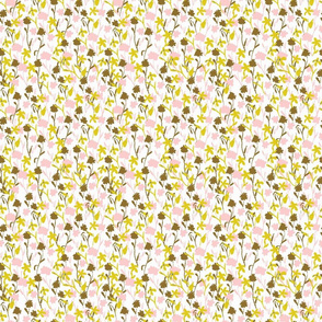 Shadow Floral Field Rose Yellow Olive