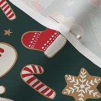 Christmas cookies fabric - snowman, Santa, cookie, gingerbread