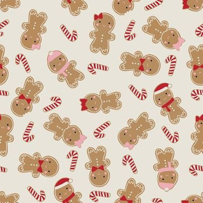 SMALL gingerbread cookies fabric - Christmas holiday gingerbreads