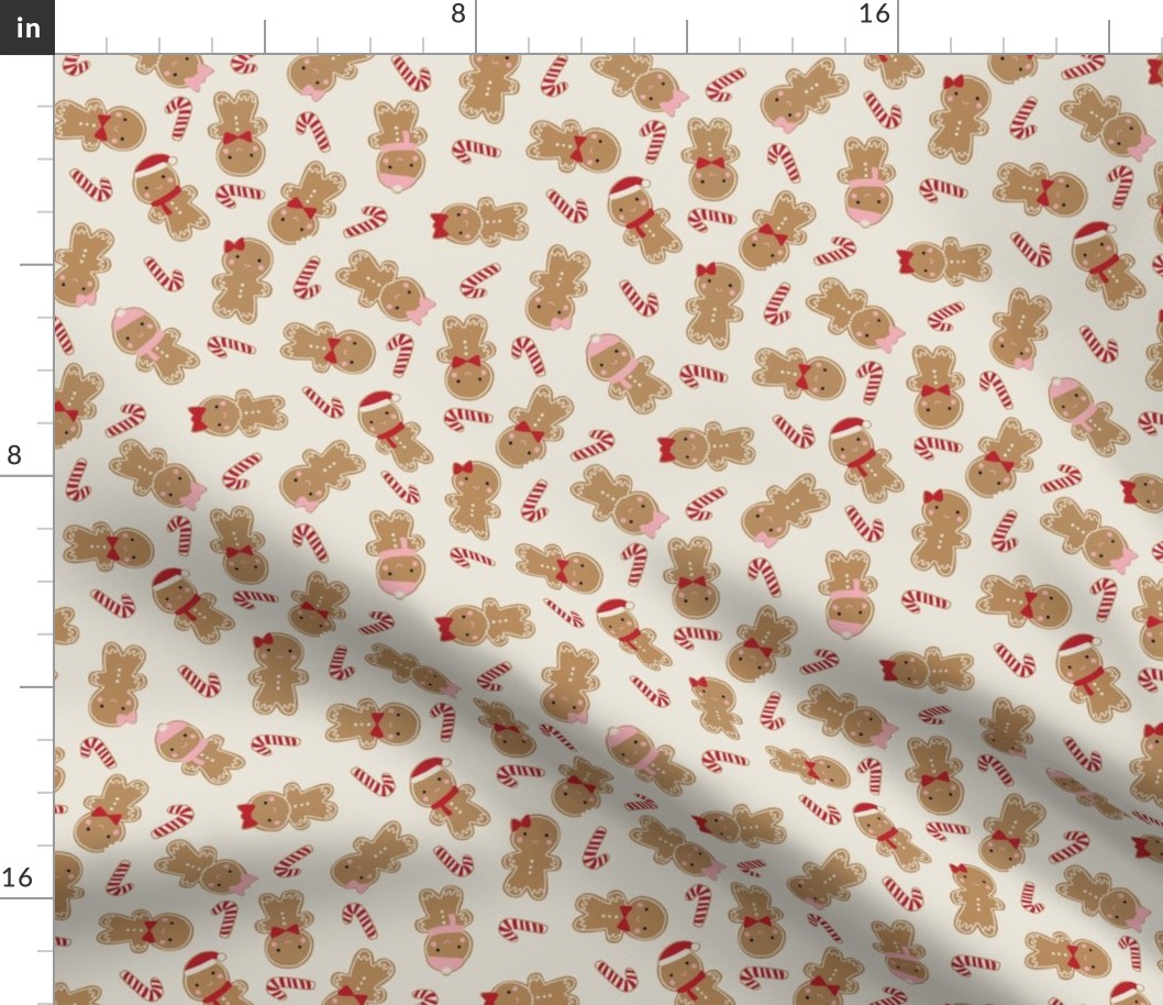 SMALL gingerbread cookies fabric - Christmas holiday gingerbreads