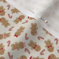 TINY gingerbread cookies fabric - Christmas holiday gingerbreads