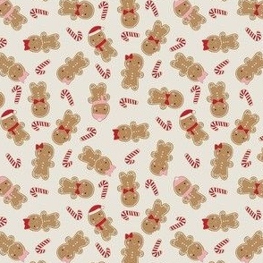 TINY gingerbread cookies fabric - Christmas holiday gingerbreads