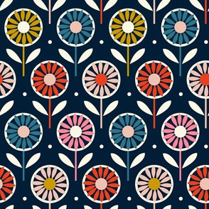 Retro (med ) Line them up - Bright, DAISY, sunflower, navy