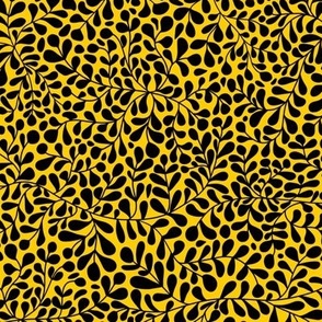 Ivy Doodle Black on Yellow