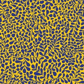 Ivy Doodle Blue on Yellow