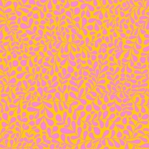 Ivy Doodle Pink on Yellow