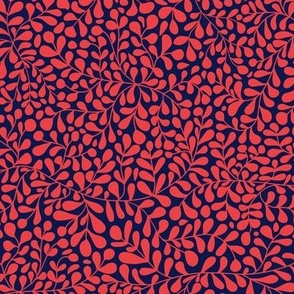 Ivy Doodle Tomato Red on Blue