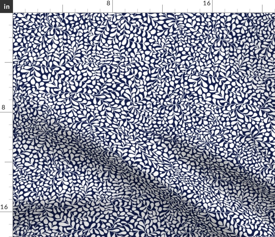 Ivy Doodle White on  Blue