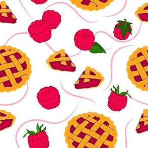 Raspberries and Pie Medium White