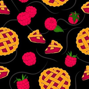 Raspberries and Pie Medium Black