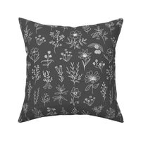 Patagonian Wildflowers Pattern - Charcoal Gray