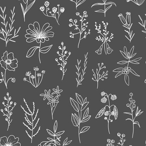 Patagonian Wildflowers Pattern - Charcoal