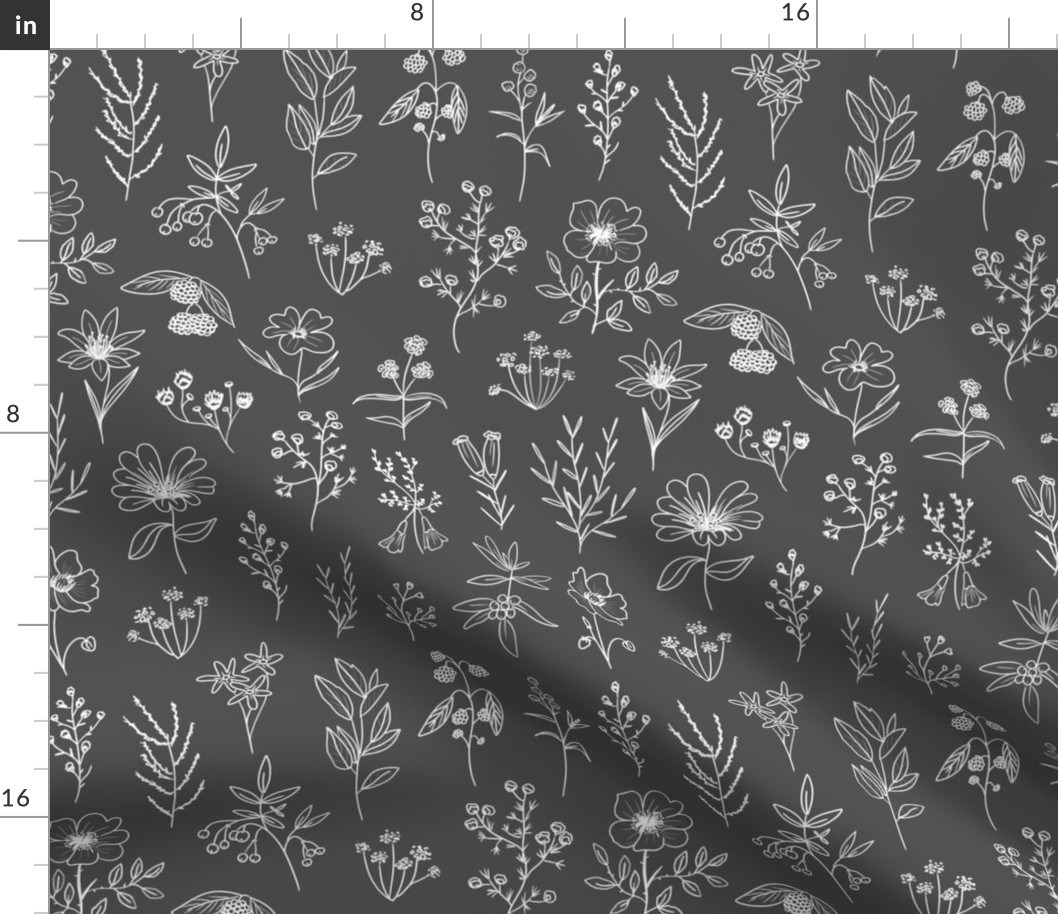 Patagonian Wildflowers Pattern - Charcoal Gray