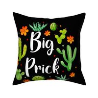 18x18 Panel Big Prick Sarcastic Cactus for DIY Throw Pillow Cushion Cover or Tote Bag