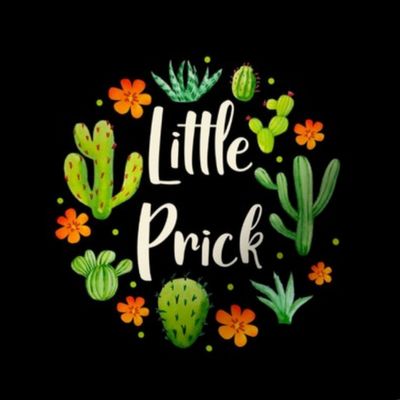 6" Circle Panel Little Prick Sarcastic Cactus on Black for Embroidery Hoop Projects Quilt Squares