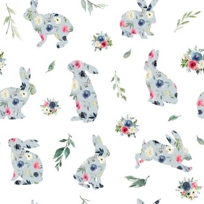 floral bunny blue