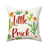18x18 Panel Little Prick Cactus and Orange Flowers on Ivory for DIY Throw Pillow Cushion Cover or Tote Bag