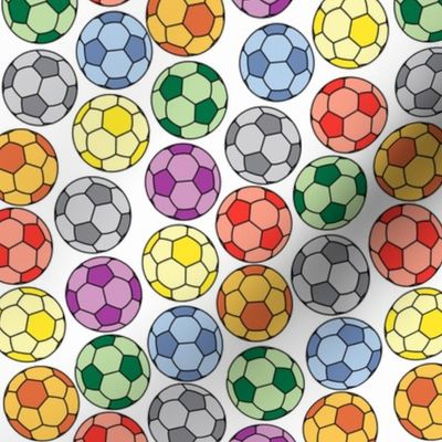 Colorful Soccer Balls White