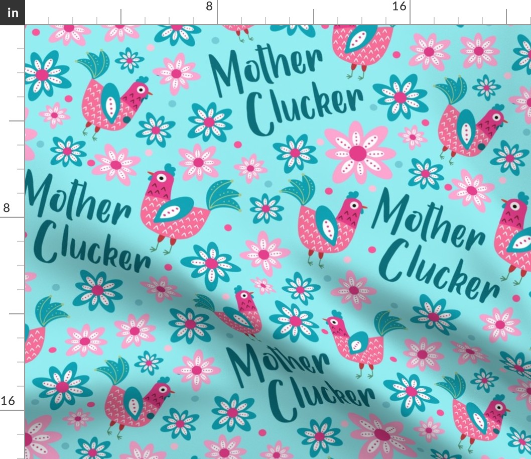 Large Scale Mother Clucker Chicken Mom on Aqua