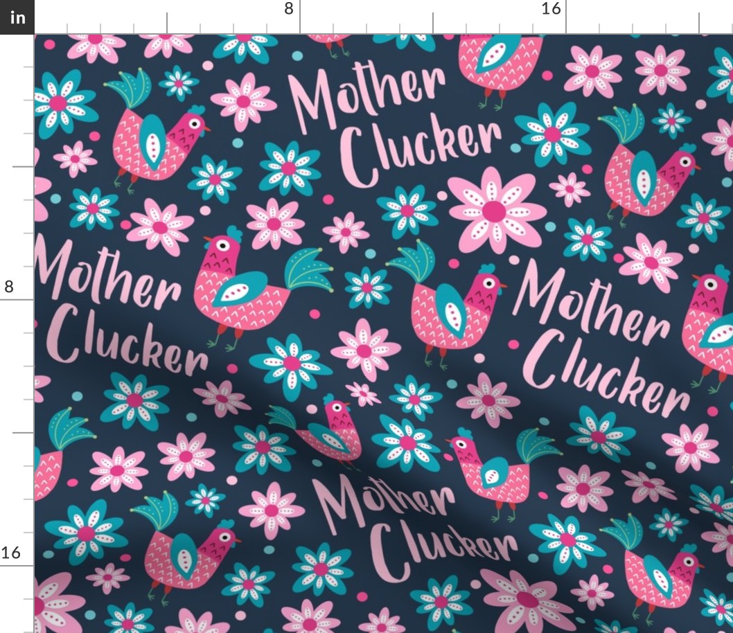 Large Scale Mother Clucker Chicken Mom on Navy