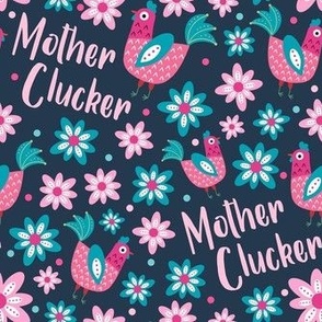 Medium Scale Mother Clucker Chicken Mom on Navy