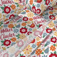 Large Scale Mother Clucker Chicken Mom Floral Hens on White