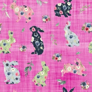mix floral bunny pink linen