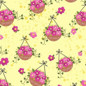 Pink flower baskets