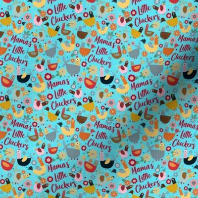 Small Scale Mama's Little Cluckers Chicken Mom Humor on Bright Blue