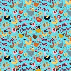 Small Scale Mama's Little Cluckers Chicken Mom Humor on Bright Blue