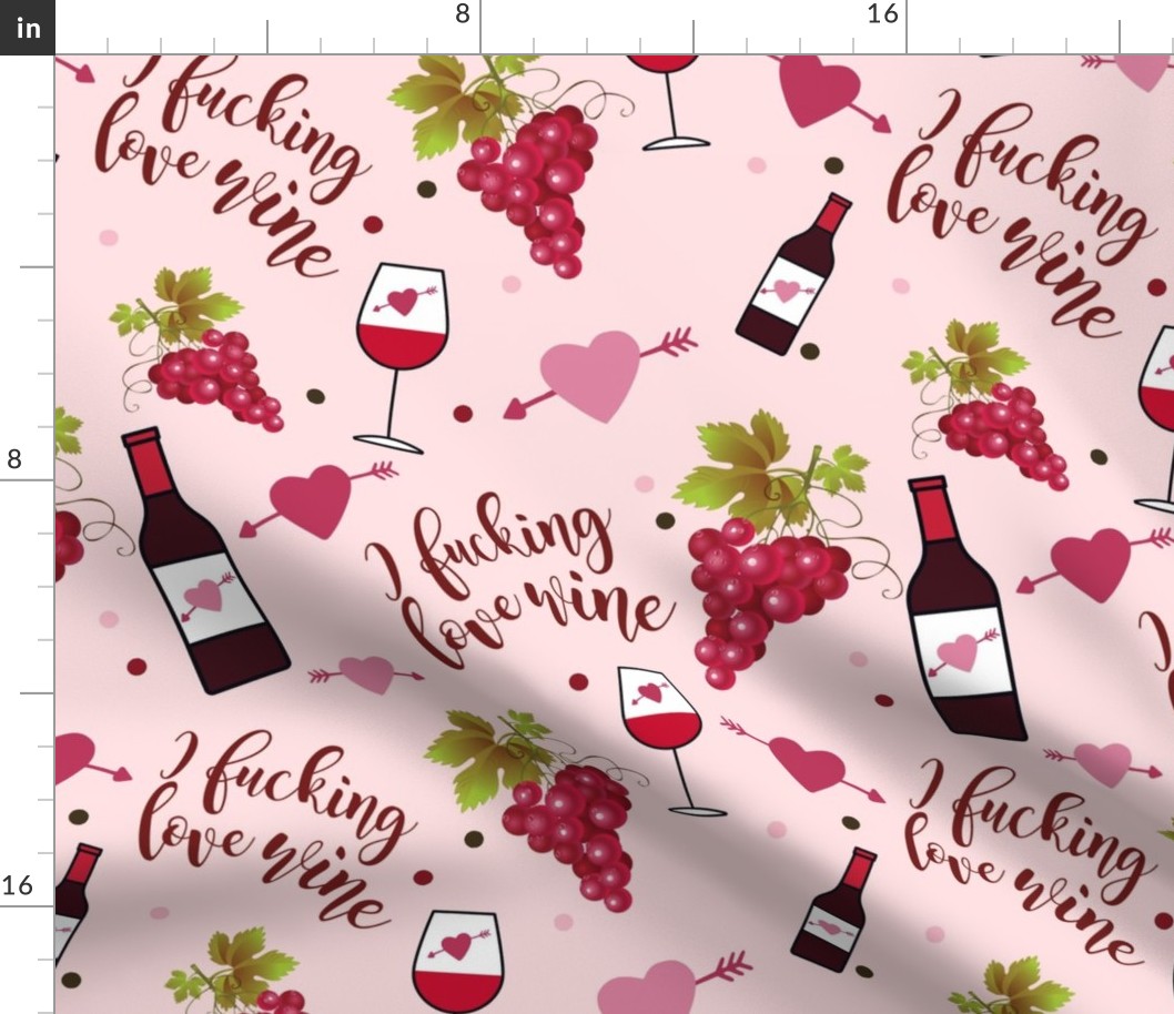 Large Scale I Fucking Love Wine on Pink Background