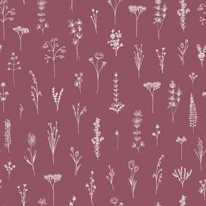 Wildflowers Lineart Mauve and White