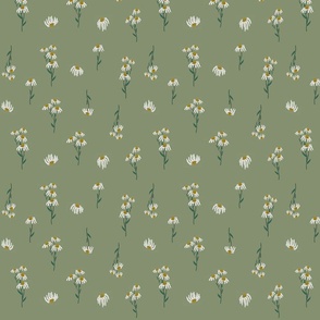 White daisies green 8 repeat