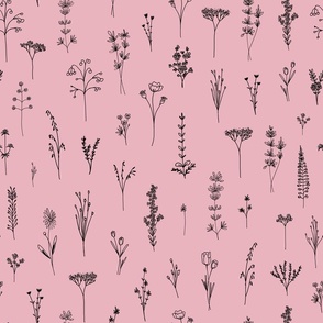 Simple Wildflowers pink and black