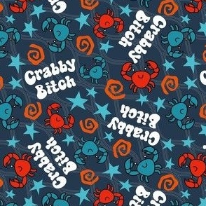 Medium Scale Crabby Bitch Sarcastic Sweary Crabs on Navy