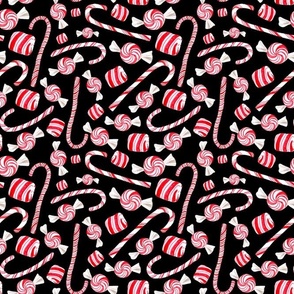 Medium Scale Peppermint Christmas Candy Canes on Black