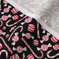 Small Scale Peppermint Christmas Candy Canes on Black