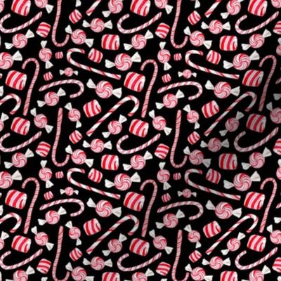 Small Scale Peppermint Christmas Candy Canes on Black